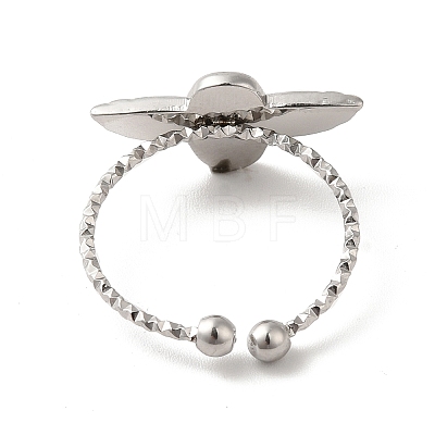 304 Stainless Steel Owl Open Cuff Rings for Women RJEW-H136-01P-1