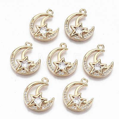 Brass Micro Pave Cubic Zirconia Pendants X-KK-S359-034-RS-1