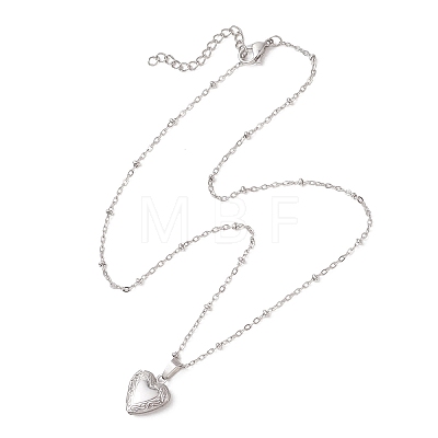 316 Stainless Steel Heart Locket Pendant 304 Stainless Steel Satellite Chain Necklaces for Women NJEW-JN05821-1