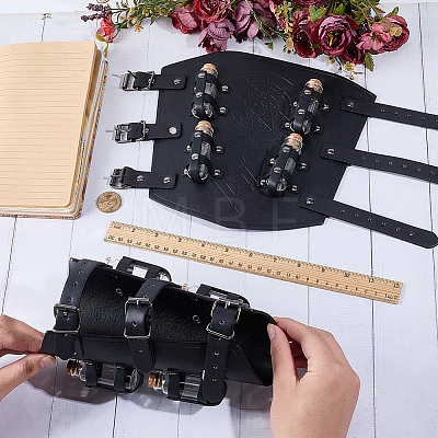 1 Pair Adjustable PU Leather Cord Bracelet with Glass Bottles AJEW-CL0002-53B-1