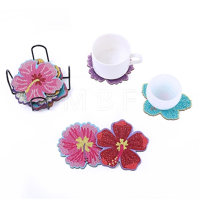 DIY 10Pcs 5D Diamond Painting Flower Cup Mat Kits PW-WG65CB8-01-1