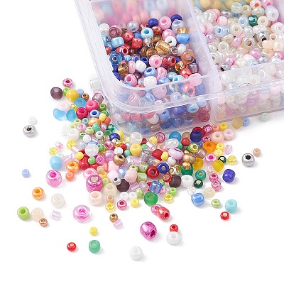 100G 10 Style Opaque & Transparent & Metallic Colours & Silver Lined & Frosted Glass Seed Beads SEED-YW0002-43-1