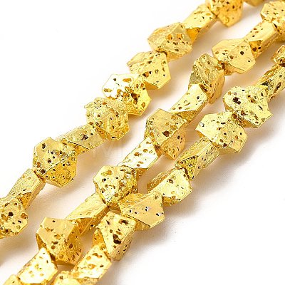 Electroplated Natural Lava Rock Beads Strands G-G984-13-1