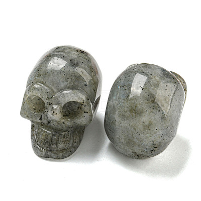 Halloween Natural Labradorite Skull Figurines DJEW-L021-01F-1