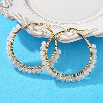 Beaded Hoop Earrings X-EJEW-JE03830-03-1