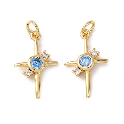 Brass Micro Pave Cubic Zirconia Pendants KK-C143-43C-G-1