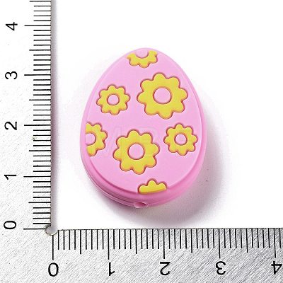 Easter Egg with Flower Silicone Beads SIL-R014-06B-1