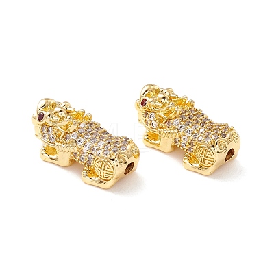 Brass Micro Pave Clear & Orchid Cubic Zirconia Beads KK-K266-05G-1
