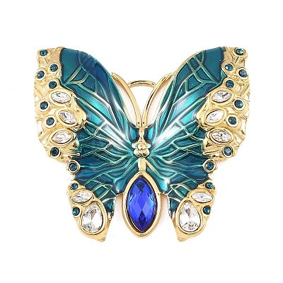 304 Stainless Steel Enamel with Rhinestone Pendants STAS-Z186-06G-01-1
