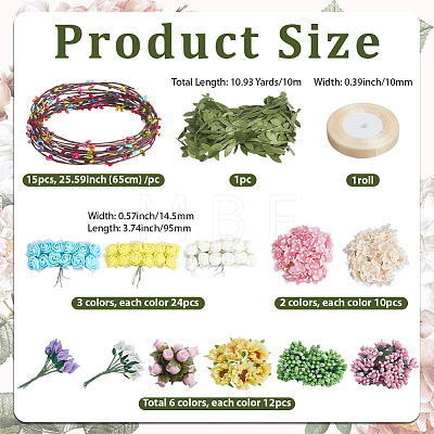 Polyester & Plastic & Iron Artificial Flower AJEW-BM0001-28-1