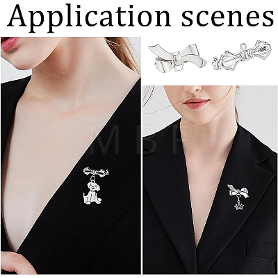 Bowknot Brass Brooches Findings KK-F0272-P-1