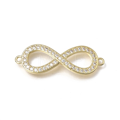 Brass Micro Pave Clear Cubic Zirconia Infinity Links Connector Charms KK-C262-29G-1