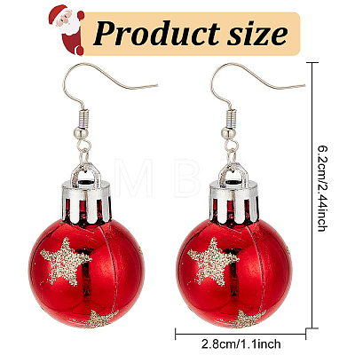 8 Pairs 8 Style Christmas Themed Resin Round Ball Dangle Earrings EJEW-AN0002-34-1