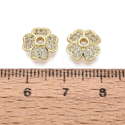 Brass Micro Pave Clear Cubic Zirconia Bead Caps KK-Q071-12G-02-1