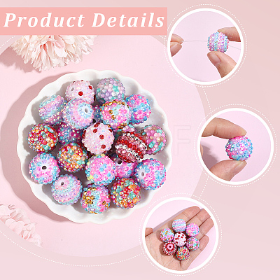 24Pcs 8 Colors Round Resin Rhinestone Beads OACR-PA0002-14-1