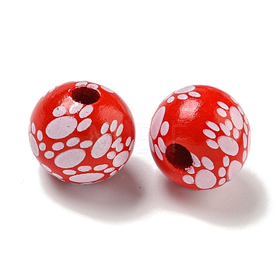 Printed Wood European Beads WOOD-G022-09H-1