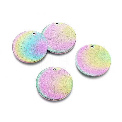 Ion Plating(IP) 304 Stainless Steel Textured Pendants STAS-I098-01-20mm-M-1