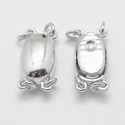Rhodium Plated 925 Sterling Silver Box Clasps STER-E056-075P-1