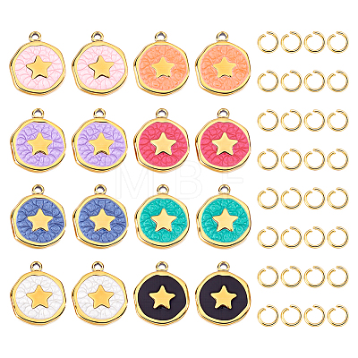 16Pcs 304 Stainless Steel Enamel Pendants STAS-BC0004-29G-01-1