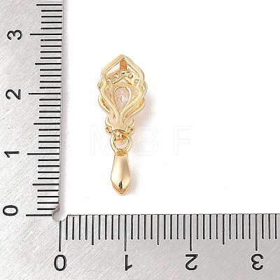 Golden Brass Micro Pave Clear Cubic Zirconia Ice Pick Pinch Bails KK-B100-049G-1