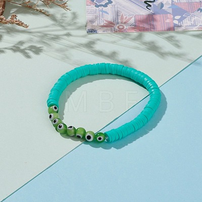 Polymer Clay Heishi Beads Stretch Bracelets BJEW-JB05905-05-1