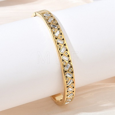 304 Stainless Steel & Rhinestone Hinged Bangles for Women BJEW-Z178-03G-1