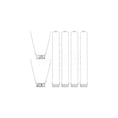 Unicraftale 6Pcs Glass Blank Dome Rectangle Pendant Necklace NJEW-UN0001-36-1