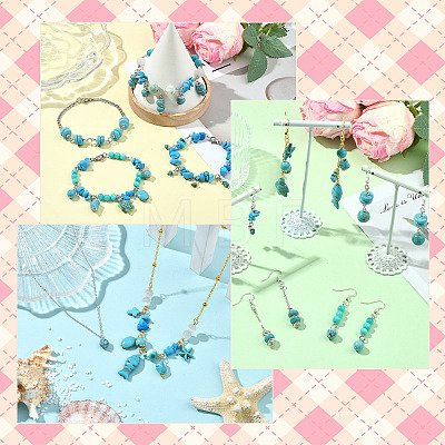 64Pcs 8 Styles 2 Colors Synthetic Turquoise Pendants PALLOY-SW00130-1