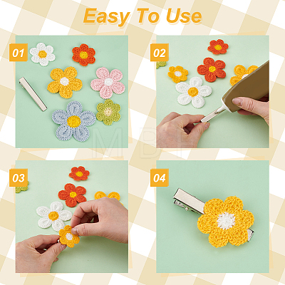 AHADERMAKER 54pcs 18 Style Candy Color Two Tone Crochet Flower Appliques PATC-GA0001-23-1