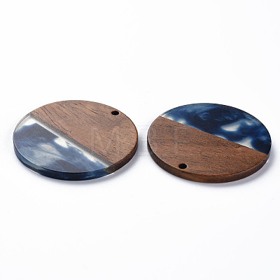 Transparent Resin & Walnut Wood Pendants X-RESI-T035-35C-1