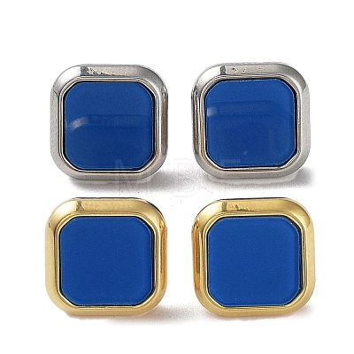 6 Pair 2 Color Square Acrylic Stud Earrings EJEW-A024-03B-1