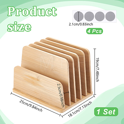 5-Slot Bamboo Slotted Display Stands ODIS-WH0038-300-1