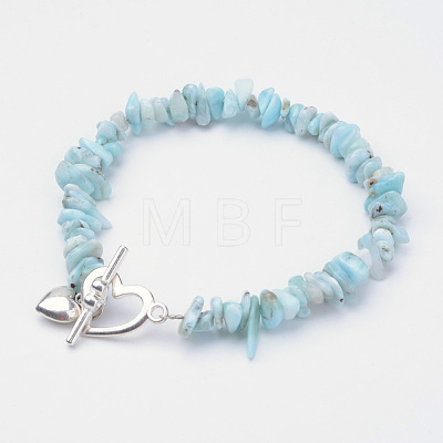 Natural Larimar Beaded Bracelets X-BJEW-JB02681-01-1