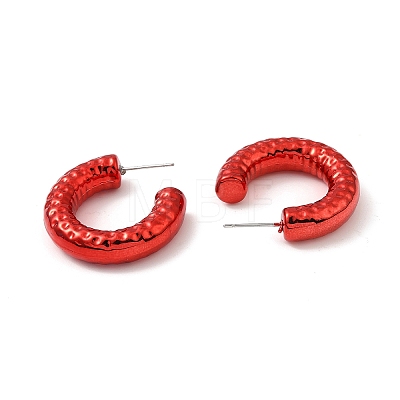 Textured Acrylic Ring Stud Earrings EJEW-P251-08-1