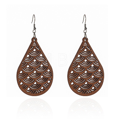 Wood & Iron Dangle Earrings FS-WG31712-01-1