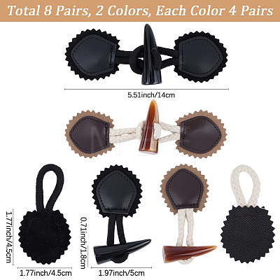 8 Pairs 2 Styles Resin Buttons BUTT-CL0001-09-1