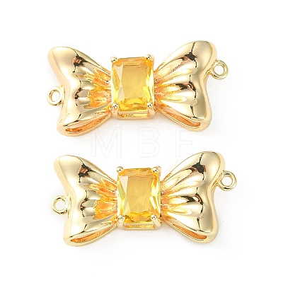 Brass Pave Cubic Zirconia Connector Charms KK-L208-01G-07-1