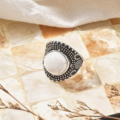 Natural Howlite Adjustable Rings RJEW-I108-03AS-10-1