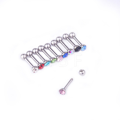 10PCS Flat Round 316L Surgical Stainless Steel Micro Pave Cubic Zirconia Cartilage Earrings WGEB190-02-1