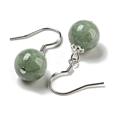 Natural Jadeite Round Ball Dangle Earrings EJEW-H307-01P-1