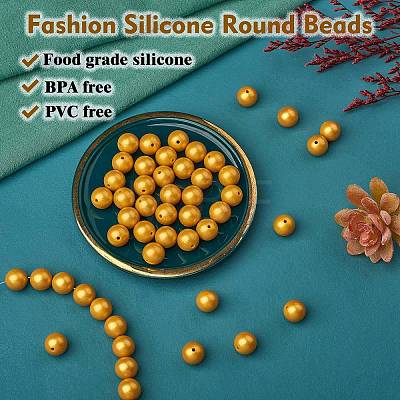 50Pcs Silicone Beads Round Rubber Beads 15MM Loose Spacer Beads for DIY Supplies Jewelry Keychain Making JX473A-1