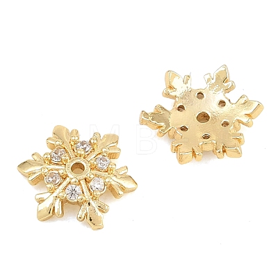 Christmas Brass Clear Cubic Zirconia Beads KK-B186-03G-1