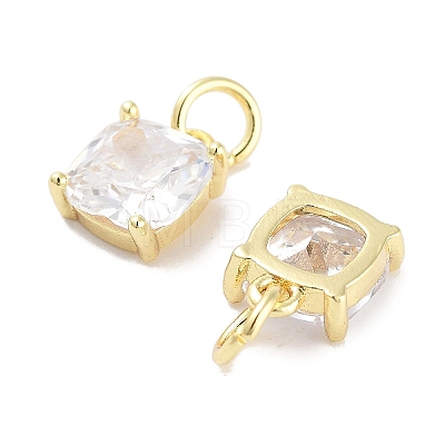 Brass Micro Pave Cubic Zirconia Charms KK-C051-15G-01-1