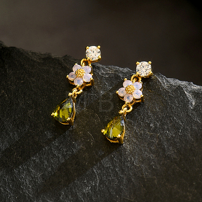 Brass Teardrop Dangle Stud Earrings SW0277-1