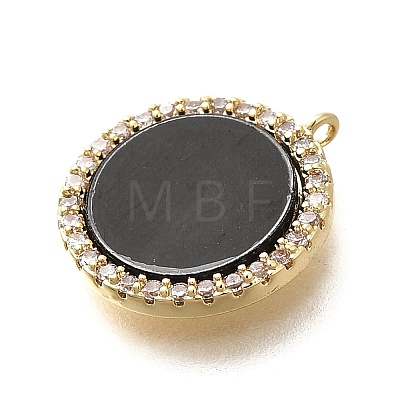 Brass Micro Pave Cubic Zirconia and Acrylic Charms KK-Q035-02G-1