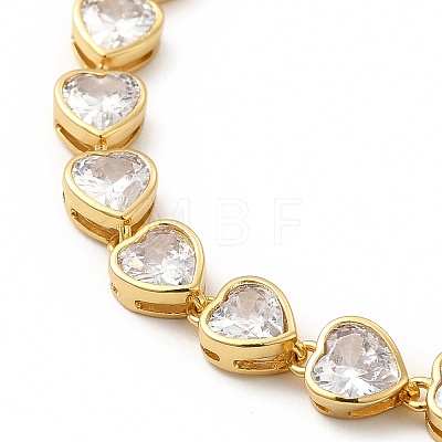 Clear Cubic Zirconia Heart Link Chain Necklace NJEW-E074-06G-1