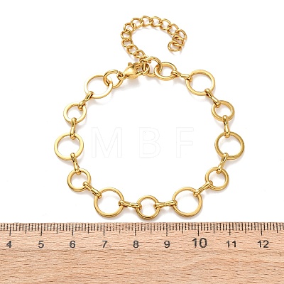 304 Stainless Steel Round Ring Link Chain Bracelets for Women BJEW-F536-01G-1