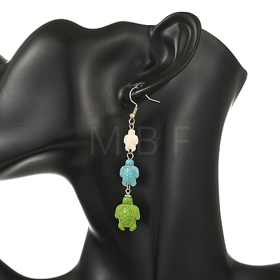 Dyed Tortoise Synthetic Turquoise Dangle Earrings EJEW-JE07362-03-1