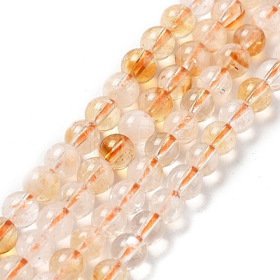 Heated Natural Citrine Beads Strands G-A262-A01-5mm-1
