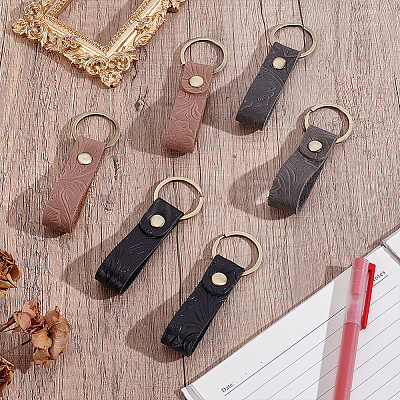 6Pcs 3 Colors Rectangle Cowhide Keychians KEYC-ME0001-19-1